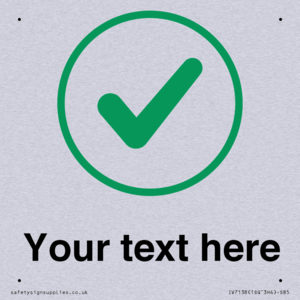 Custom plain background, green tick in circle sign